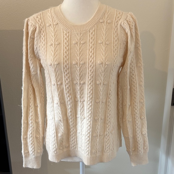 LOFT Sweaters - LOFT Cream knit sweater with black bow detail